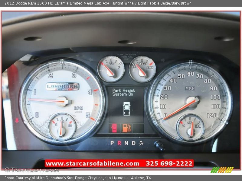 Bright White / Light Pebble Beige/Bark Brown 2012 Dodge Ram 2500 HD Laramie Limited Mega Cab 4x4