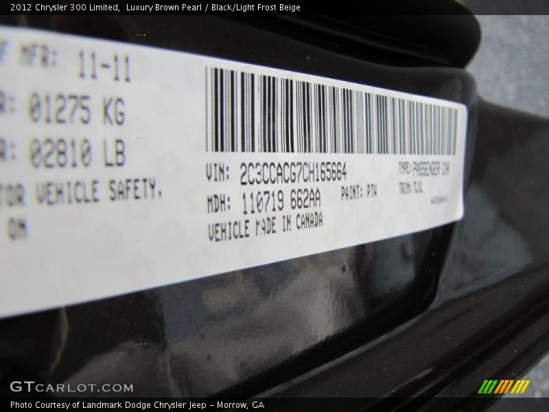 Luxury Brown Pearl / Black/Light Frost Beige 2012 Chrysler 300 Limited