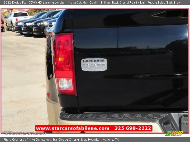 Brilliant Black Crystal Pearl / Light Pebble Beige/Bark Brown 2012 Dodge Ram 3500 HD Laramie Longhorn Mega Cab 4x4 Dually
