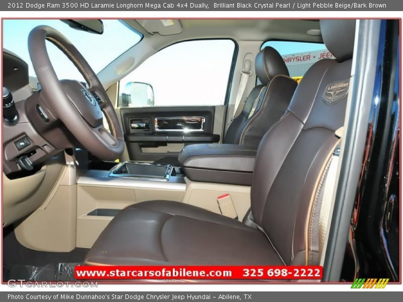Brilliant Black Crystal Pearl / Light Pebble Beige/Bark Brown 2012 Dodge Ram 3500 HD Laramie Longhorn Mega Cab 4x4 Dually