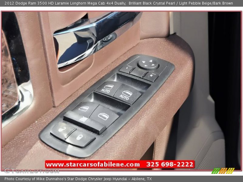Brilliant Black Crystal Pearl / Light Pebble Beige/Bark Brown 2012 Dodge Ram 3500 HD Laramie Longhorn Mega Cab 4x4 Dually