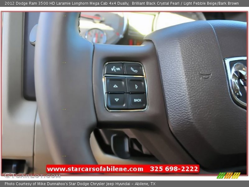 Brilliant Black Crystal Pearl / Light Pebble Beige/Bark Brown 2012 Dodge Ram 3500 HD Laramie Longhorn Mega Cab 4x4 Dually