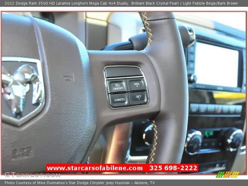 Brilliant Black Crystal Pearl / Light Pebble Beige/Bark Brown 2012 Dodge Ram 3500 HD Laramie Longhorn Mega Cab 4x4 Dually