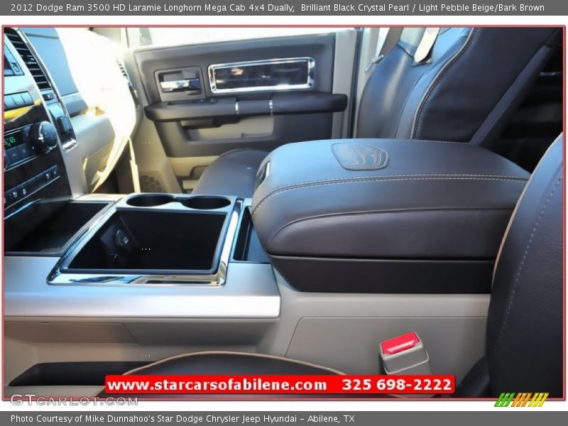 Brilliant Black Crystal Pearl / Light Pebble Beige/Bark Brown 2012 Dodge Ram 3500 HD Laramie Longhorn Mega Cab 4x4 Dually
