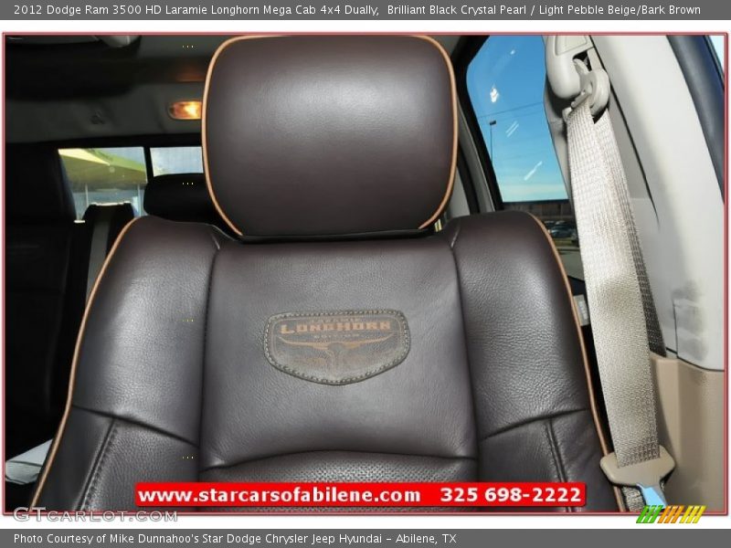 Brilliant Black Crystal Pearl / Light Pebble Beige/Bark Brown 2012 Dodge Ram 3500 HD Laramie Longhorn Mega Cab 4x4 Dually