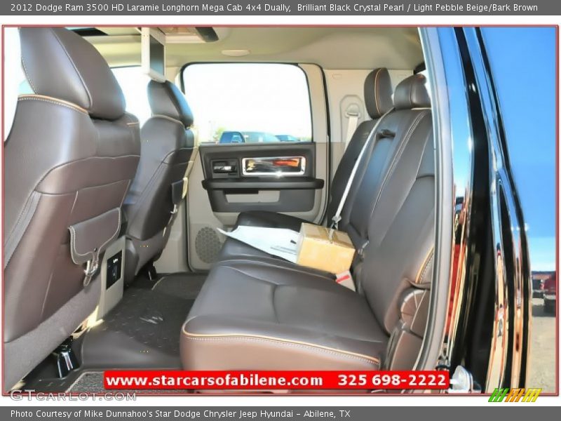 Brilliant Black Crystal Pearl / Light Pebble Beige/Bark Brown 2012 Dodge Ram 3500 HD Laramie Longhorn Mega Cab 4x4 Dually