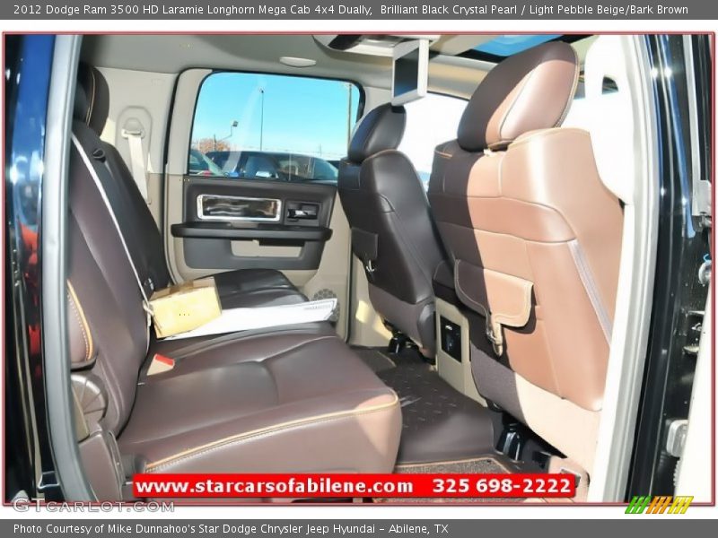 Brilliant Black Crystal Pearl / Light Pebble Beige/Bark Brown 2012 Dodge Ram 3500 HD Laramie Longhorn Mega Cab 4x4 Dually