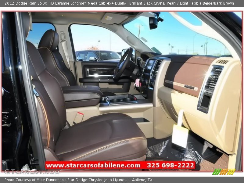 Brilliant Black Crystal Pearl / Light Pebble Beige/Bark Brown 2012 Dodge Ram 3500 HD Laramie Longhorn Mega Cab 4x4 Dually