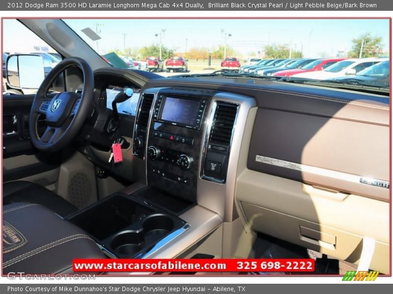 Brilliant Black Crystal Pearl / Light Pebble Beige/Bark Brown 2012 Dodge Ram 3500 HD Laramie Longhorn Mega Cab 4x4 Dually
