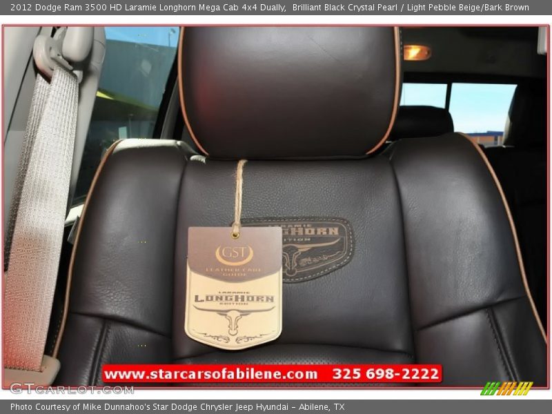 Brilliant Black Crystal Pearl / Light Pebble Beige/Bark Brown 2012 Dodge Ram 3500 HD Laramie Longhorn Mega Cab 4x4 Dually