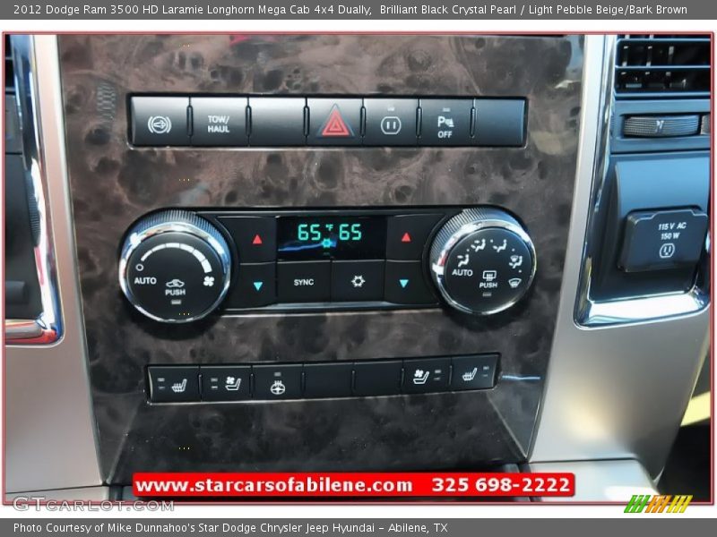 Brilliant Black Crystal Pearl / Light Pebble Beige/Bark Brown 2012 Dodge Ram 3500 HD Laramie Longhorn Mega Cab 4x4 Dually