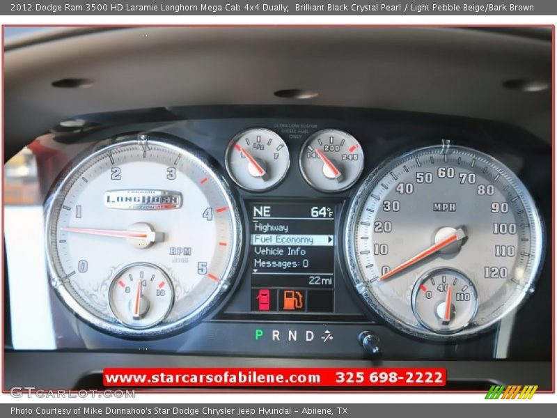 Brilliant Black Crystal Pearl / Light Pebble Beige/Bark Brown 2012 Dodge Ram 3500 HD Laramie Longhorn Mega Cab 4x4 Dually