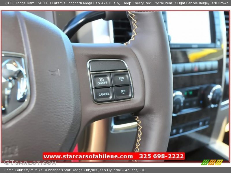 Deep Cherry Red Crystal Pearl / Light Pebble Beige/Bark Brown 2012 Dodge Ram 3500 HD Laramie Longhorn Mega Cab 4x4 Dually