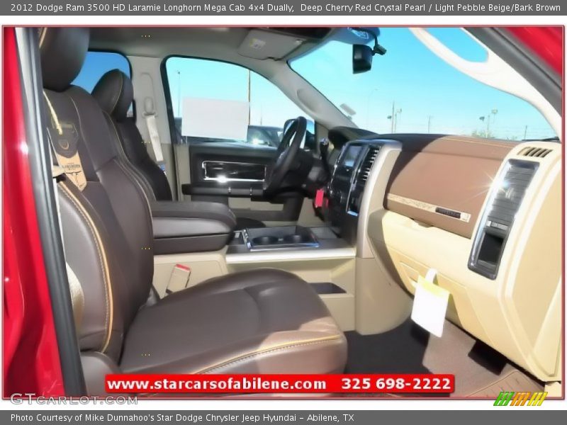 Deep Cherry Red Crystal Pearl / Light Pebble Beige/Bark Brown 2012 Dodge Ram 3500 HD Laramie Longhorn Mega Cab 4x4 Dually