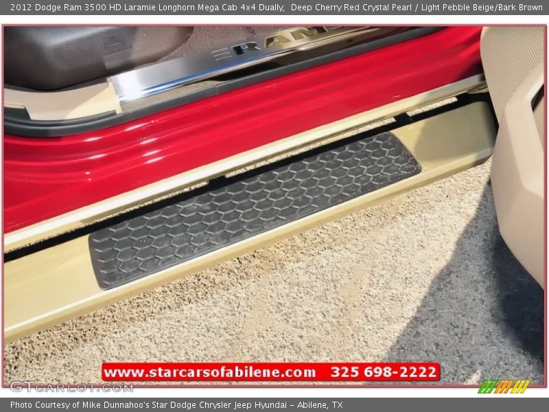 Deep Cherry Red Crystal Pearl / Light Pebble Beige/Bark Brown 2012 Dodge Ram 3500 HD Laramie Longhorn Mega Cab 4x4 Dually