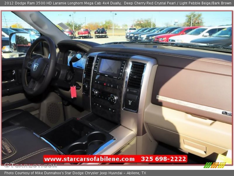 Deep Cherry Red Crystal Pearl / Light Pebble Beige/Bark Brown 2012 Dodge Ram 3500 HD Laramie Longhorn Mega Cab 4x4 Dually