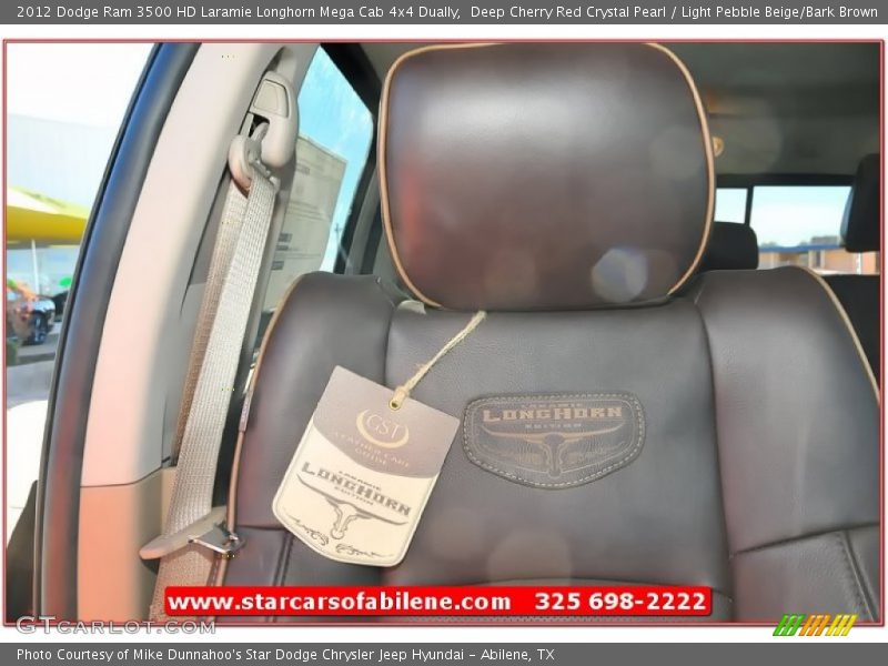 Deep Cherry Red Crystal Pearl / Light Pebble Beige/Bark Brown 2012 Dodge Ram 3500 HD Laramie Longhorn Mega Cab 4x4 Dually