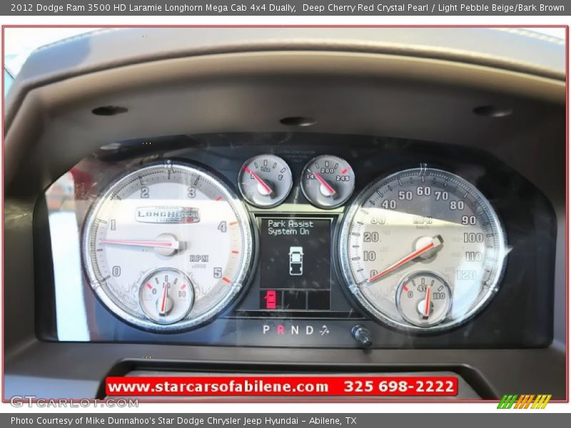 Deep Cherry Red Crystal Pearl / Light Pebble Beige/Bark Brown 2012 Dodge Ram 3500 HD Laramie Longhorn Mega Cab 4x4 Dually