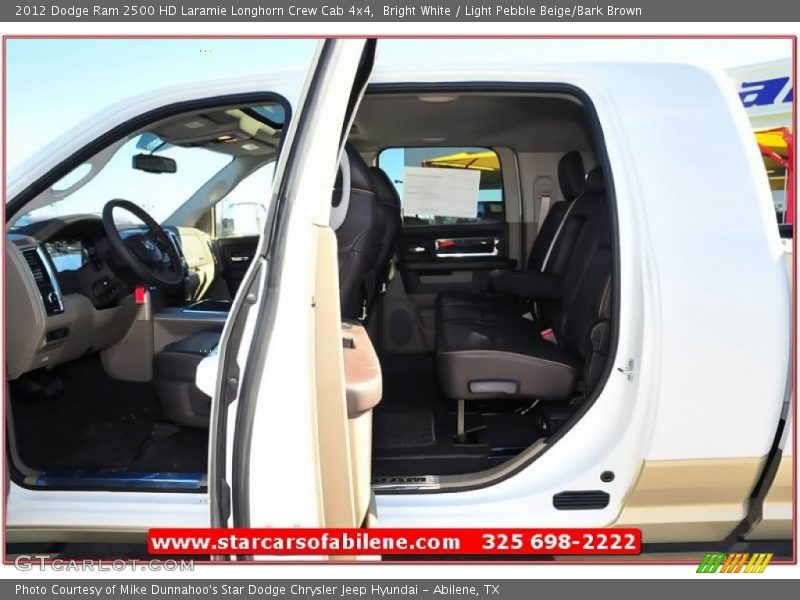 Bright White / Light Pebble Beige/Bark Brown 2012 Dodge Ram 2500 HD Laramie Longhorn Crew Cab 4x4