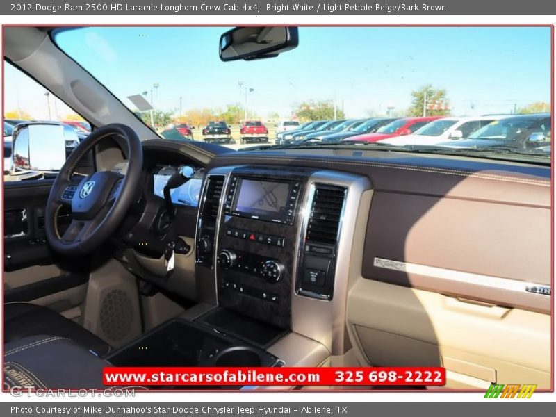 Bright White / Light Pebble Beige/Bark Brown 2012 Dodge Ram 2500 HD Laramie Longhorn Crew Cab 4x4