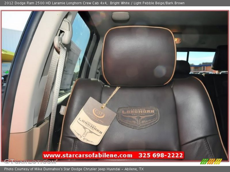 Bright White / Light Pebble Beige/Bark Brown 2012 Dodge Ram 2500 HD Laramie Longhorn Crew Cab 4x4