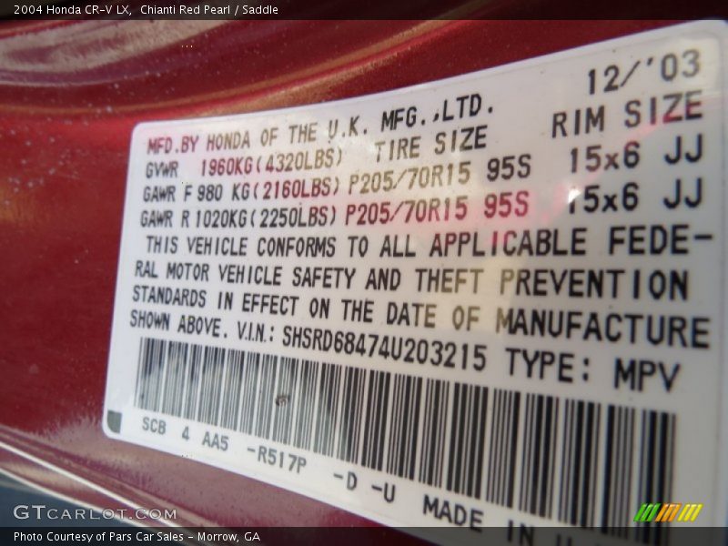 Chianti Red Pearl / Saddle 2004 Honda CR-V LX