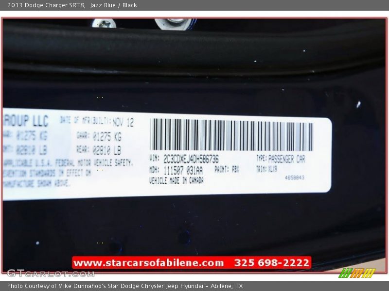 Jazz Blue / Black 2013 Dodge Charger SRT8
