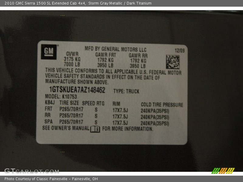 Storm Gray Metallic / Dark Titanium 2010 GMC Sierra 1500 SL Extended Cab 4x4