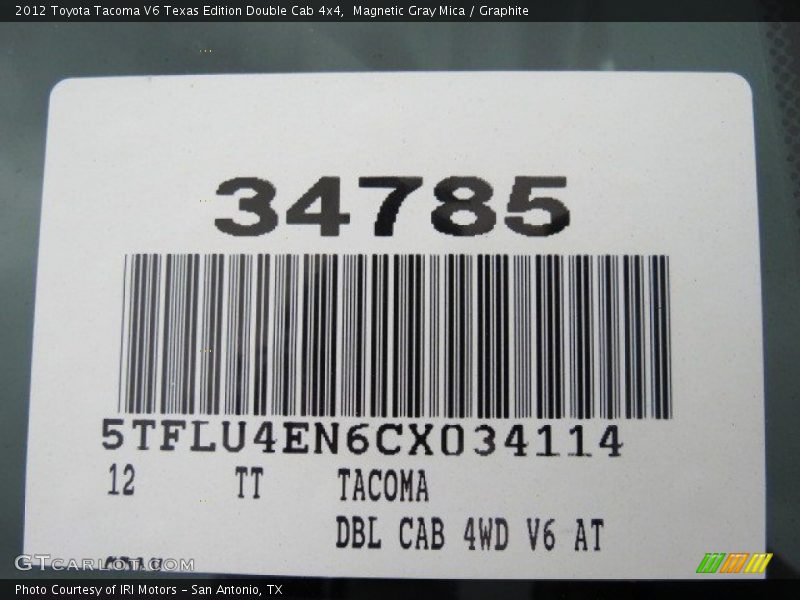 Magnetic Gray Mica / Graphite 2012 Toyota Tacoma V6 Texas Edition Double Cab 4x4