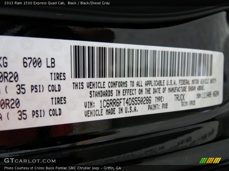 2013 1500 Express Quad Cab Black Color Code PX8