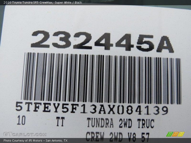 Super White / Black 2010 Toyota Tundra SR5 CrewMax
