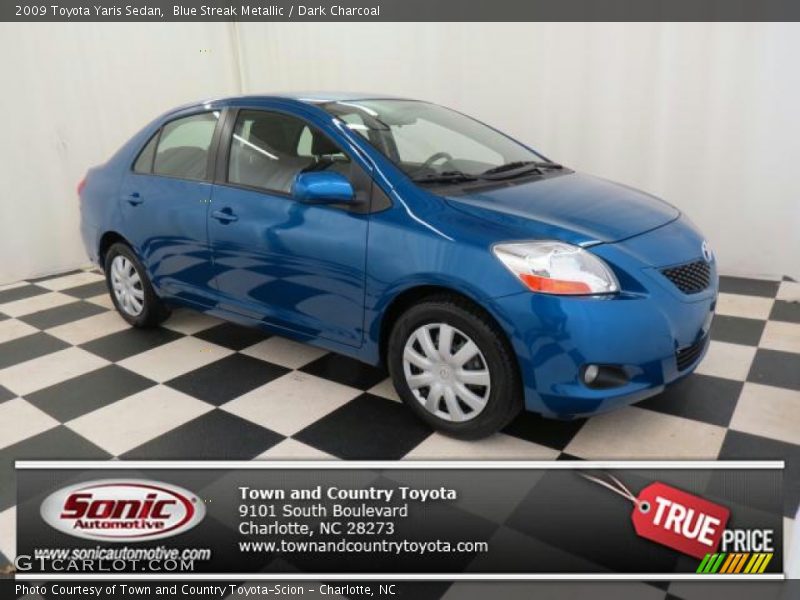 Blue Streak Metallic / Dark Charcoal 2009 Toyota Yaris Sedan