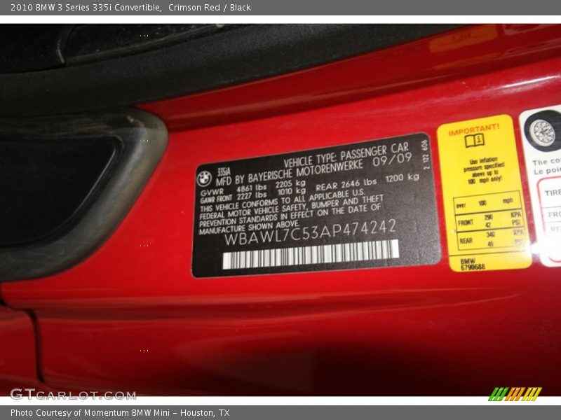 Crimson Red / Black 2010 BMW 3 Series 335i Convertible