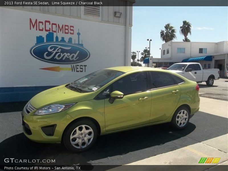 Lime Squeeze / Charcoal Black 2013 Ford Fiesta SE Sedan