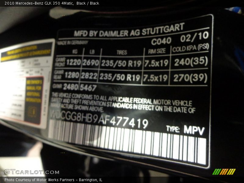 Black / Black 2010 Mercedes-Benz GLK 350 4Matic