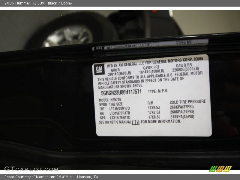 Black / Ebony 2006 Hummer H2 SUV