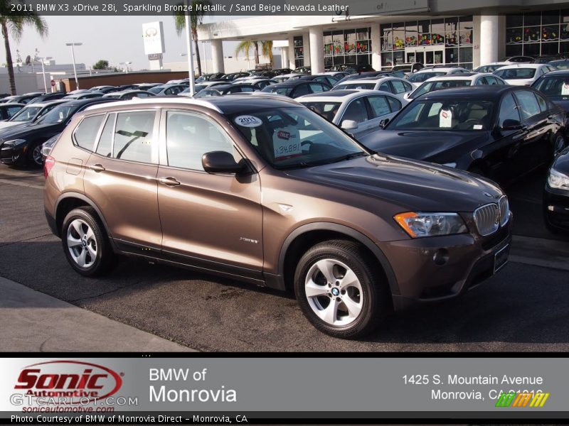 Sparkling Bronze Metallic / Sand Beige Nevada Leather 2011 BMW X3 xDrive 28i