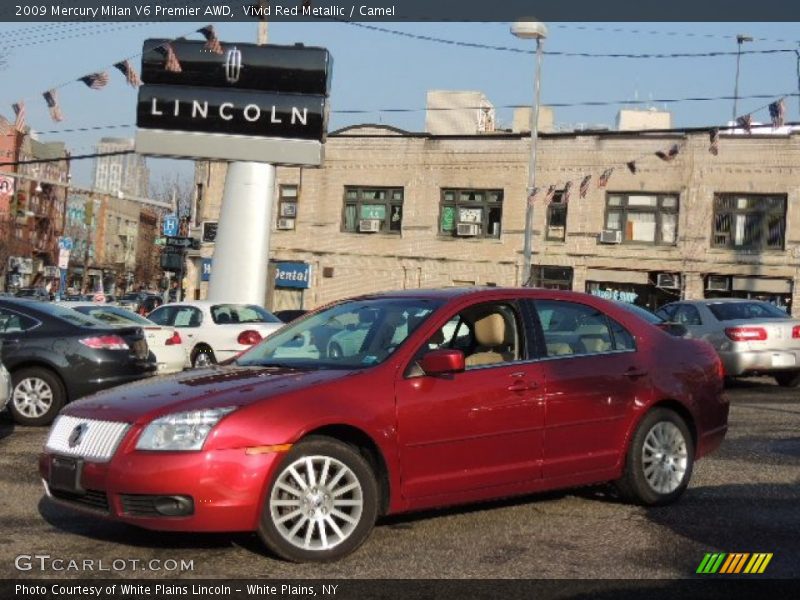 Vivid Red Metallic / Camel 2009 Mercury Milan V6 Premier AWD