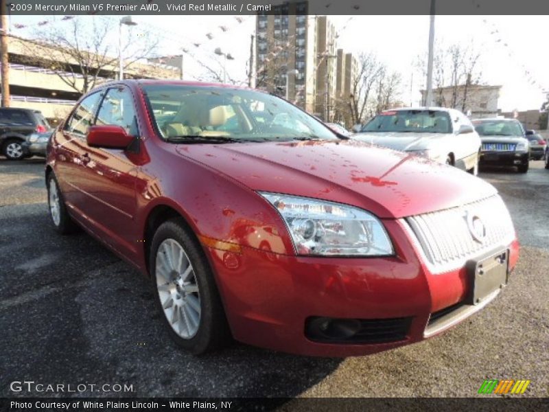 Vivid Red Metallic / Camel 2009 Mercury Milan V6 Premier AWD