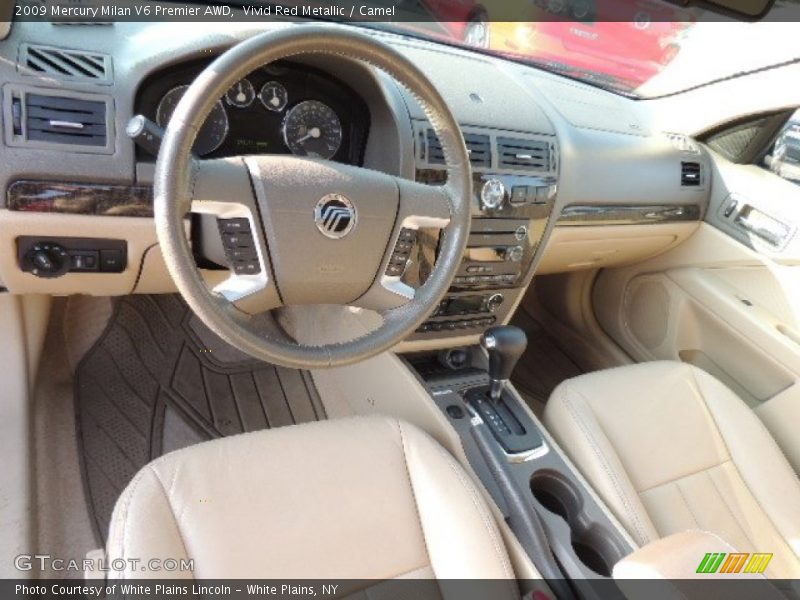 Vivid Red Metallic / Camel 2009 Mercury Milan V6 Premier AWD
