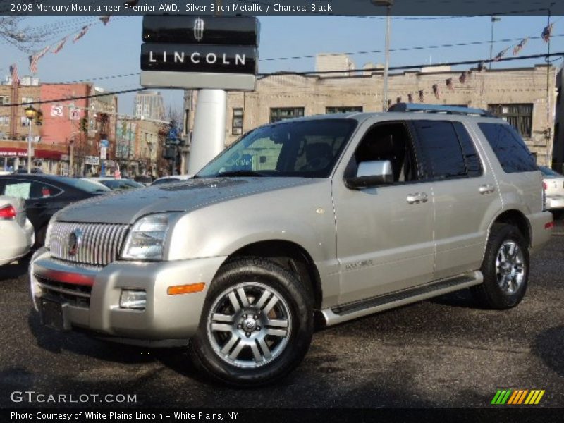 Silver Birch Metallic / Charcoal Black 2008 Mercury Mountaineer Premier AWD