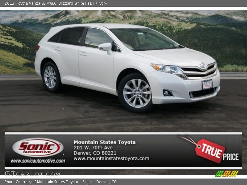 Blizzard White Pearl / Ivory 2013 Toyota Venza LE AWD