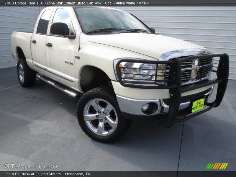 Cool Vanilla White / Khaki 2008 Dodge Ram 1500 Lone Star Edition Quad Cab 4x4