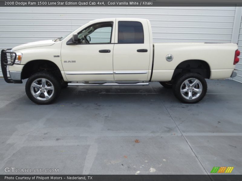Cool Vanilla White / Khaki 2008 Dodge Ram 1500 Lone Star Edition Quad Cab 4x4