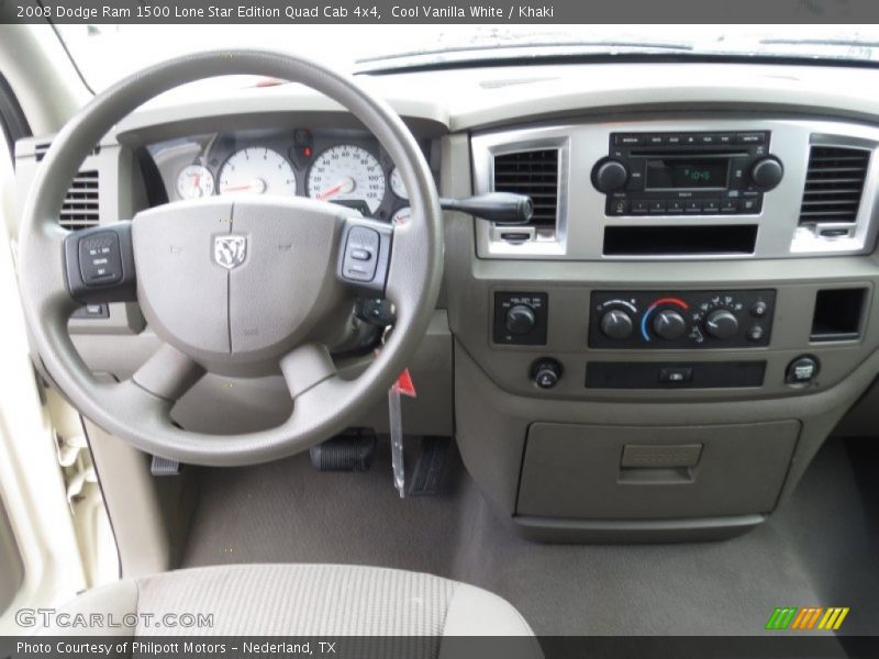 Cool Vanilla White / Khaki 2008 Dodge Ram 1500 Lone Star Edition Quad Cab 4x4