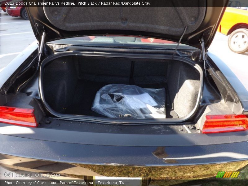 Pitch Black / Radar Red/Dark Slate Gray 2013 Dodge Challenger Rallye Redline