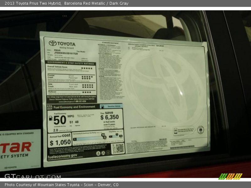 Barcelona Red Metallic / Dark Gray 2013 Toyota Prius Two Hybrid