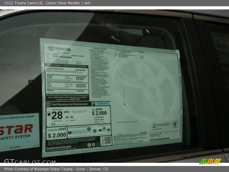 Classic Silver Metallic / Ash 2012 Toyota Camry LE