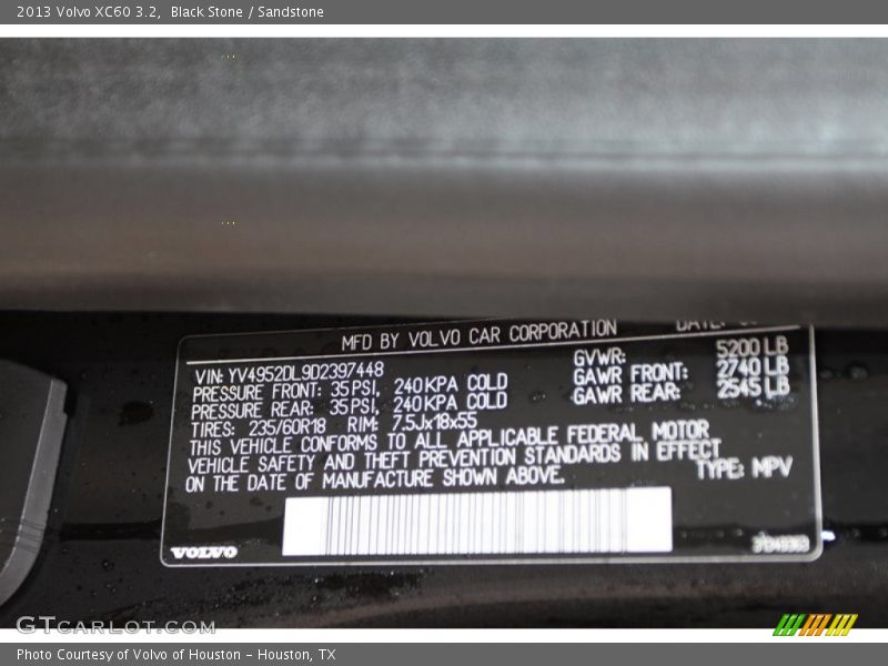 Black Stone / Sandstone 2013 Volvo XC60 3.2