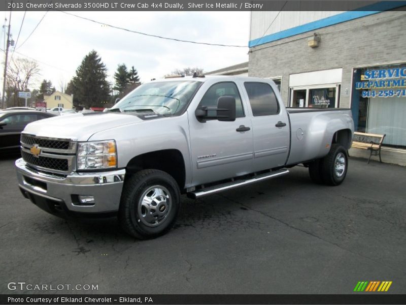 Silver Ice Metallic / Ebony 2013 Chevrolet Silverado 3500HD LT Crew Cab 4x4 Dually